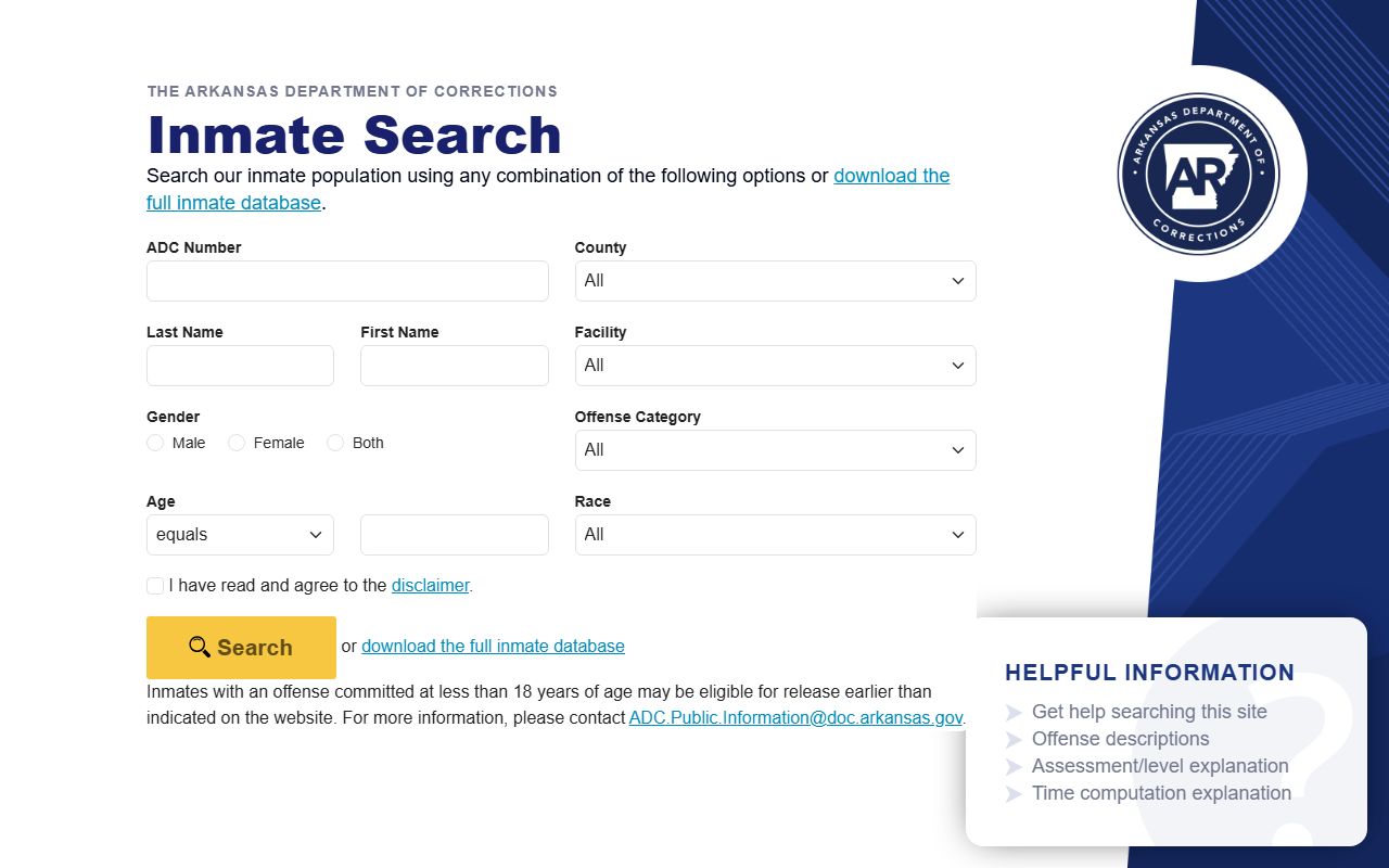 Arkansas DOC inmate search for Northeast Arkansas Community Correction Center residents