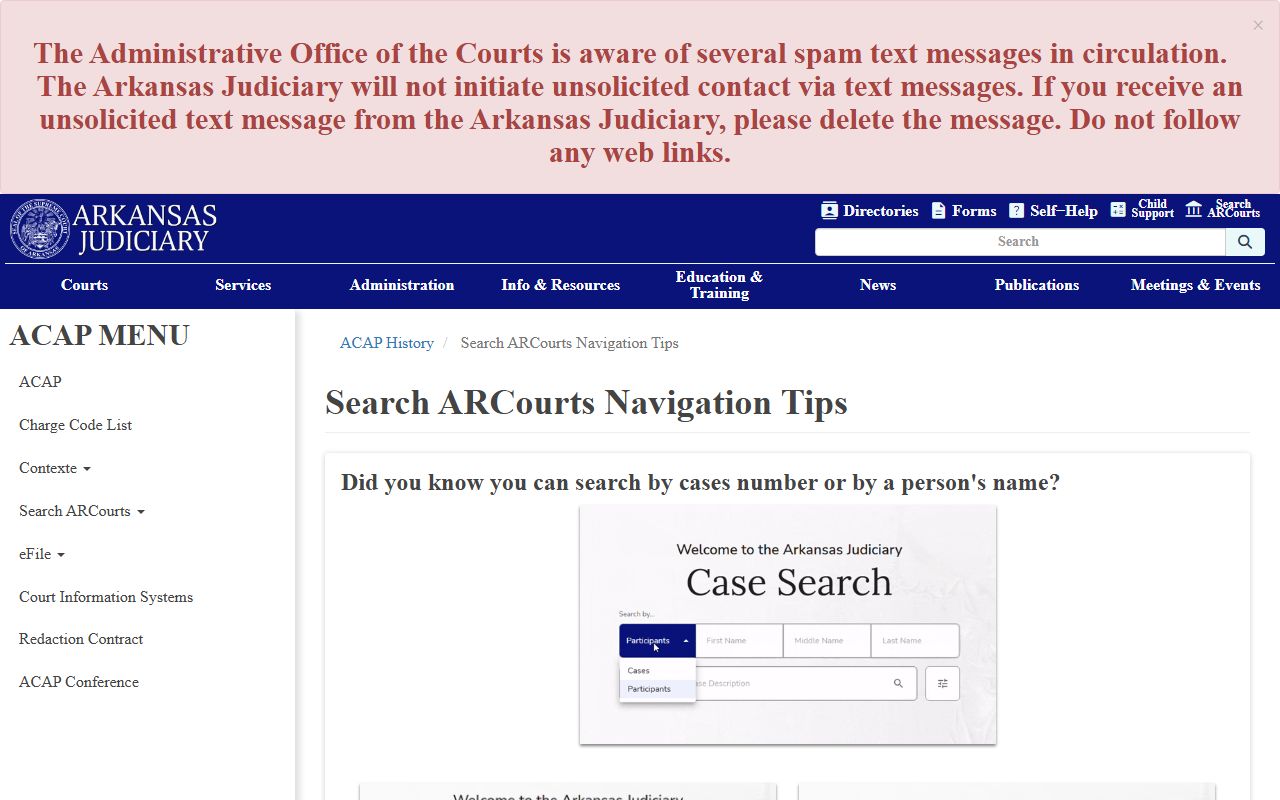 Search ARCourts tips for Mississippi County court records after arrest